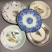 Five 18th/19th century French faience plates
