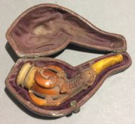 A cased Victorian Meerschaum pipe