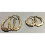 Two pairs of 9 ct gold earrings (2.