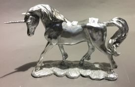 A silver coloured unicorn