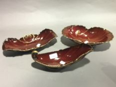 Three Carlton Ware Rouge Royale dishes