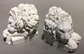 A pair of lion bookends