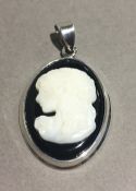 A silver and cameo pendant