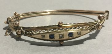 A 9 ct gold sapphire and diamond bracelet (7.