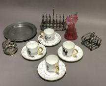 A quantity of silver plate, a set of four sporting cups,