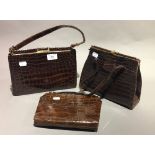 Three vintage crocodile handbags