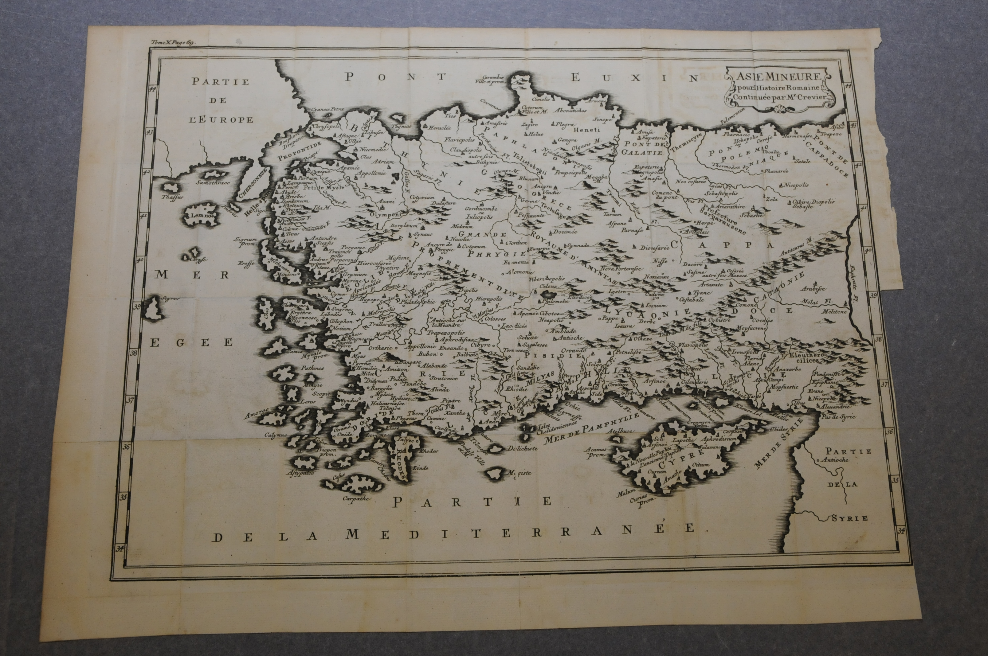 Uncoloured Asia Minor (Histoire Romaine-Crevier) depicting Cyprus and parts of the Mediterranean