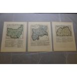 Group of three unframed Kitchin & Jefferys 'Small English Atlas' including Suffolk,