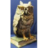 Large Italian ceramic figure of an owl seated on book No.