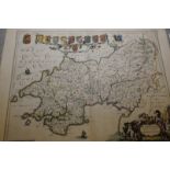 Coloured Pembroke circa 1645 map by Bleau (51.