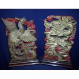 Pair of 19th/20th C Chinese carved wood and painted figures,