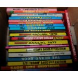 Two boxes of assorted children's annuals 1970s including 'The Dandy', 'The Topper',