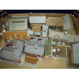 Quantity of various model railway OO gauge buildings of high quality including two led figures