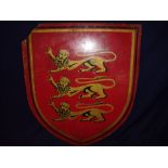 LNER wooden three lion Royal visit shield plaque (51cm x 60cm) the reverse stamped LNER