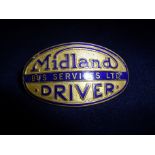 Gilt and enamel Midland Bus Services Ltd drivers cap badge