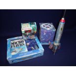 Cased as new micro flyers box set, a tin plate sky express Astronaught Rocket,