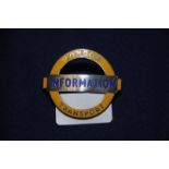London Transport enamel Information cap badge by J.