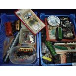 Two boxes containing an extremely large quantity of mostly OO gauge and some O gauge accessories,