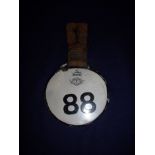 Enamel Darlington drivers badge with leather fob No 88