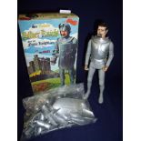 Boxed Sir Roland Silver Knight from the Noble Knight series by Marx complete with armour and