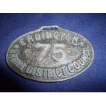 Erdington Urban District Council drivers badge No75