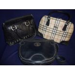 Burberry ladies check handbag with two loop handles,