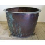 19th/20th C large copper log bin with flared rim,