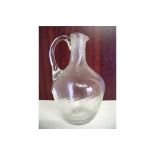 19th C twisted spiral glass loop handled jug (16cm high)