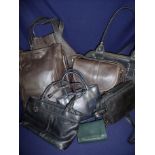 Selection of various ladies leather handbags,