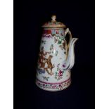 Samson Chinese Armorial ceramic chocolate pot with floral detail and large central Armorial crest