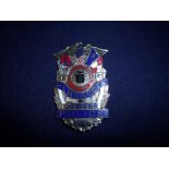 Large white metal and enamel American City of Pensacola Florida Officer police badge No 029