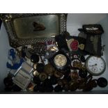 Selection of military related items including various buttons, badges etc including Defence medals,