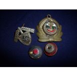 Selection of five assorted German WWII type badges including Naval cap badge,