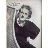 Signed black & white framed photograph of Gracie Fields (16cm x 11cm excluding frame)