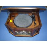 Antique style record player with CD, three speed turn table,