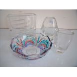 Three cut glass studio ware vases,