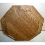 Oak Robert Thompson 'Mouseman' octagonal teapot stand (diameter 20cm)