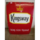A enamel advertising sign for Kingsway Kingsize Tipped Cigarettes (92cm x 61cm)