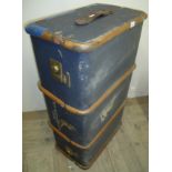 Vintage wooden slatted trunk