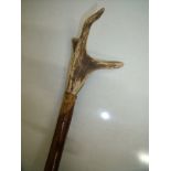 Antler topped thumb style stick (overall length 115cm)