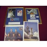 A collection of signed memorabilia for various space shuttle missions including Nasa Crew of Space