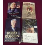 Group of four hardback signed autobiography type books including Jim Smith,