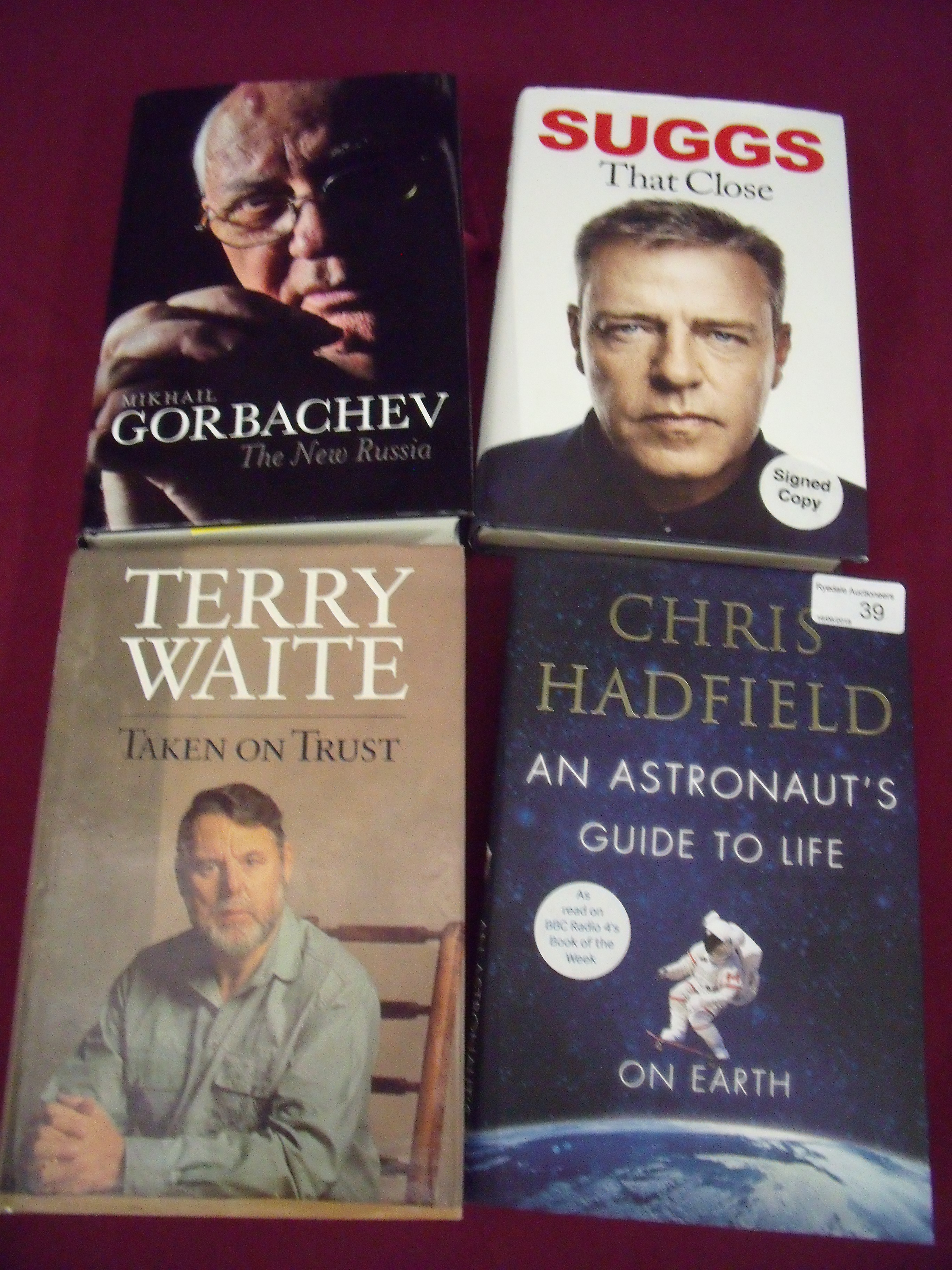 Four signed hardback autobiography type books including Terry Waite Taken on trust,