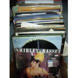 Box of various LP records including 'Shirley Bassey', 'Gladys Knight',