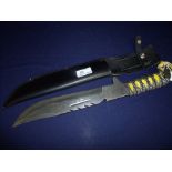 Large bladed knife with woven material g