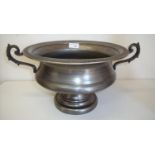 Large pewter effect twin handled urn (diameter 40cm)