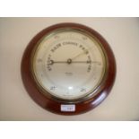 Oak framed steel faced wall barometer by James Moore Derby (diameter 31cm)