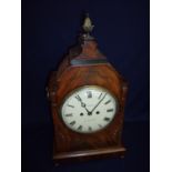 Large 19th C walnut cased double fusee bracket clock with striking movement, the case with carved