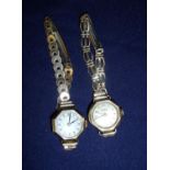 Ladies 9ct gold cased wrist watch with articulated bracelet strap and another similar by Bintina