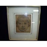 Framed and mounted portrait sketch by Charles Cameron Baillie (27cm x 30cm including frame) (